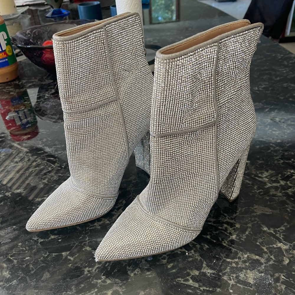 Steve Madden Womens Bling Silver Boots